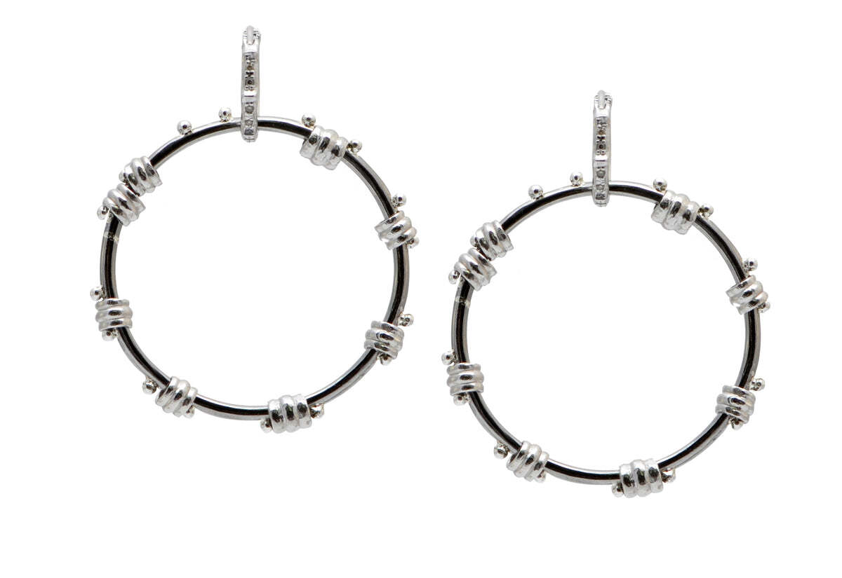 Open Circle Pebble Station Earrings