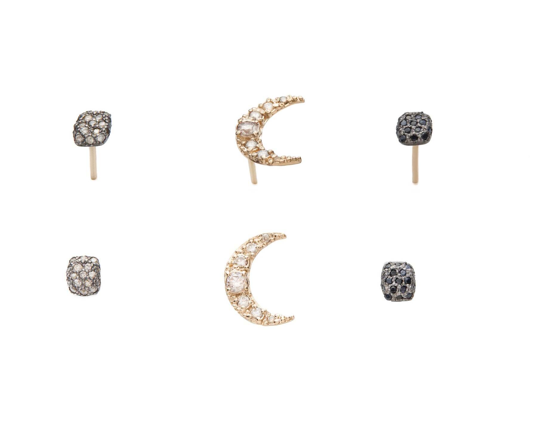 CUSHION PAVE BLACK SAPPHIRE STUD EARRINGS