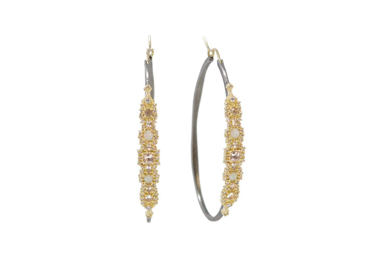 43 MM CRIVELLI AUSTRALIAN OPAL HOOP EARRINGS