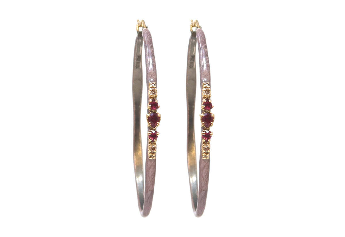 55 MM SEDUCTIVE POETRY ENAMEL ELONGATED HOOP EARRINGS