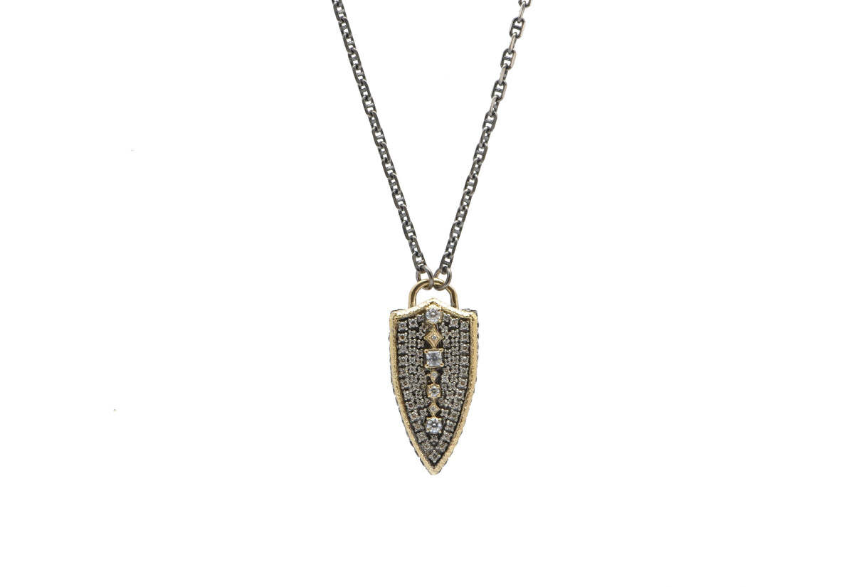 Pointed Pave Shield Drop Necklace