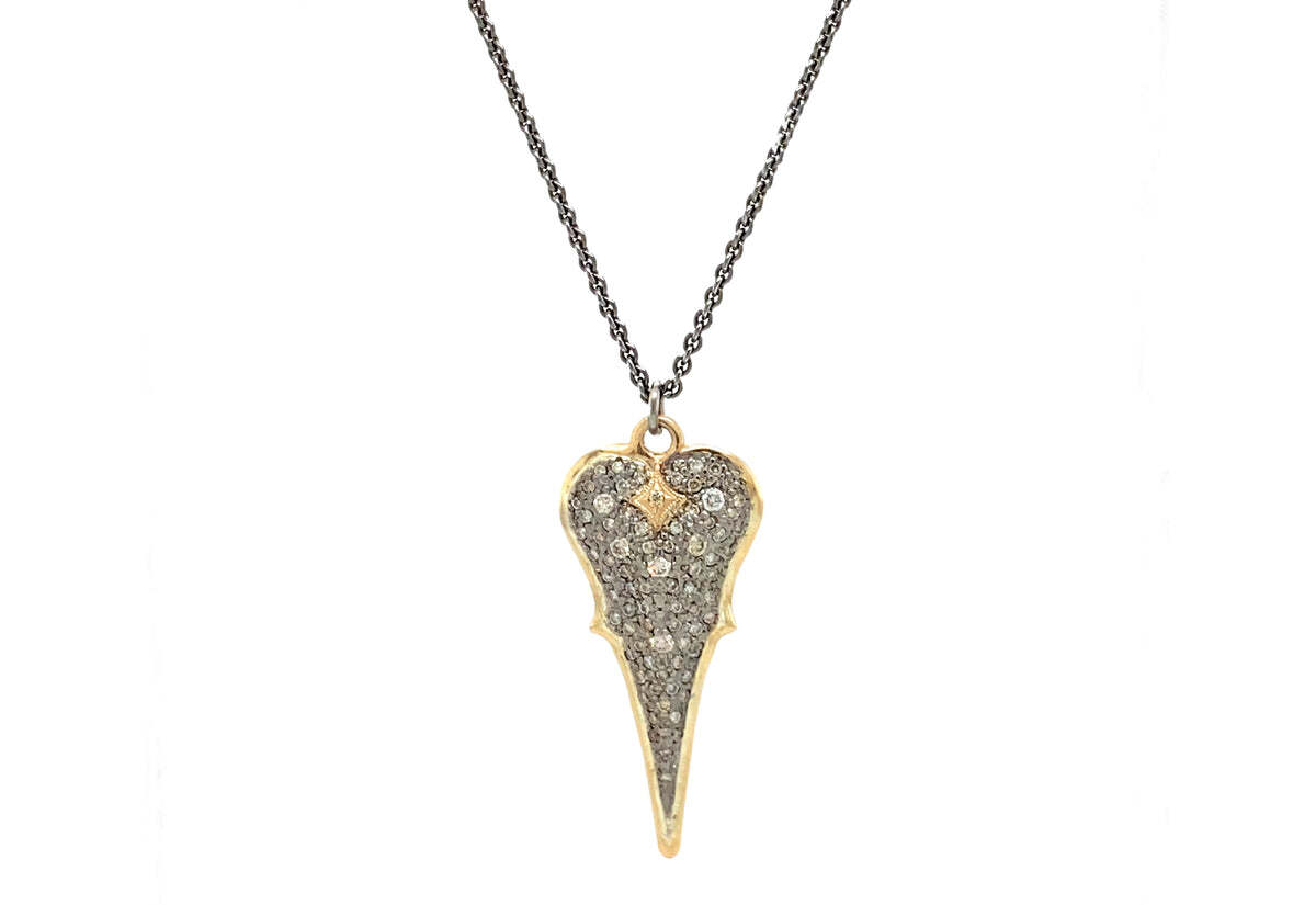 Pave Heart Shield Necklace