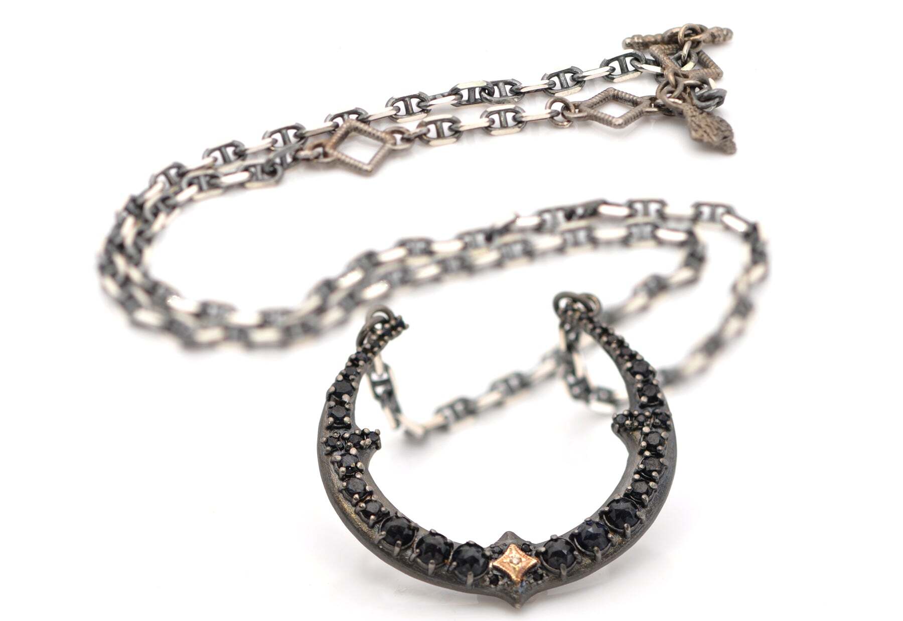 17.5" BLACKENED CRIVELLI CRESCENT PENDANT NECKLACE