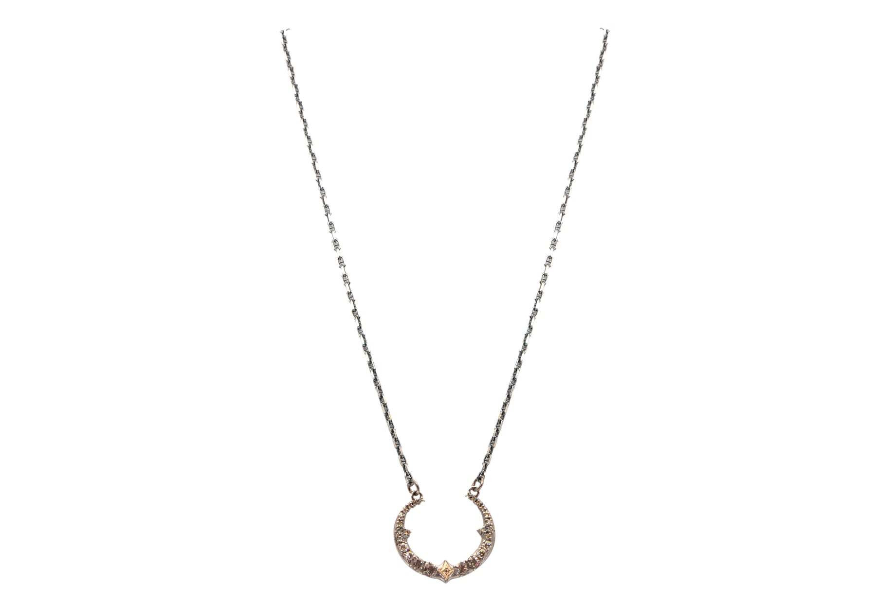 17.5" CRIVELLI MORGANITE CRESCENT PENDANT NECKLACE