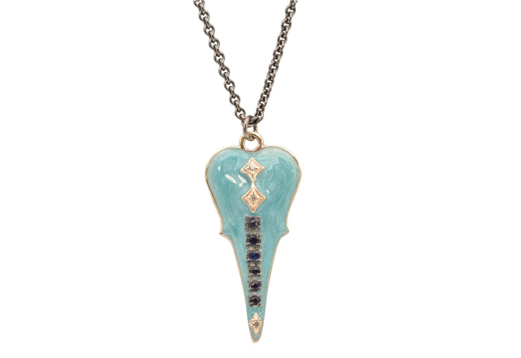 TURQUOISE ENAMEL HEART PENDANT NECKLACE