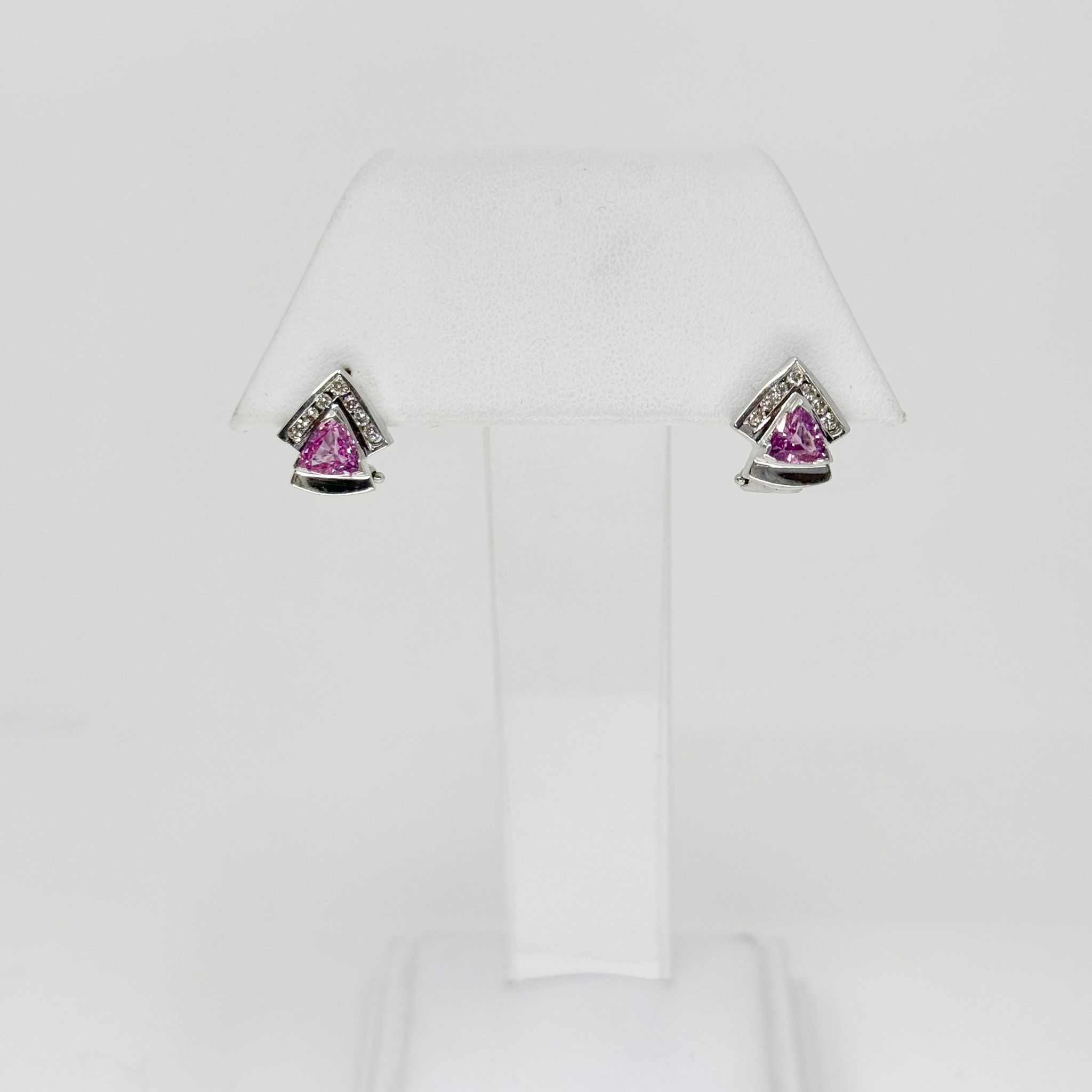 14kw Pink Tourmaline Earrings with Diamonds