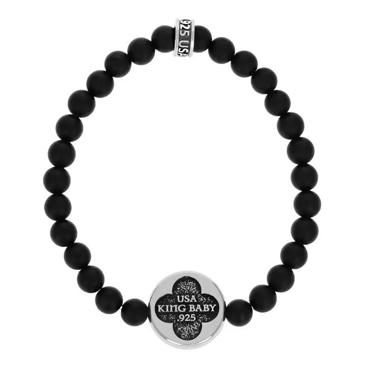 SAINT MICHAEL ONYX BEADED BRACELET