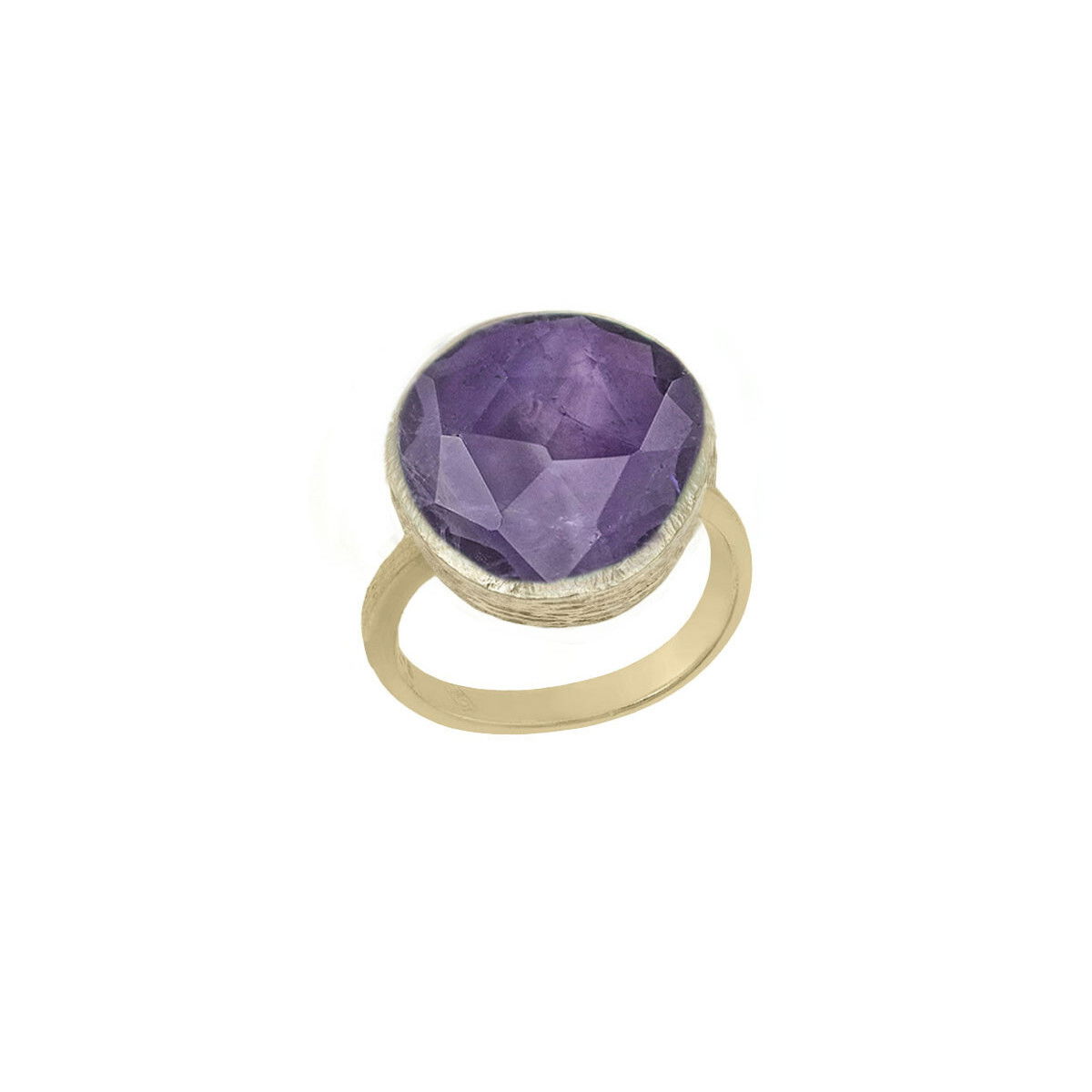 SHADE collection ring in in textured Sterling Silver 925 with amethyst. 18 k Gold vermeil SHADE Ring in Silver. 18k Gold Vermeil