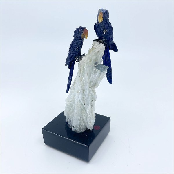 Closeup photo of Sodalite Carved Parrots