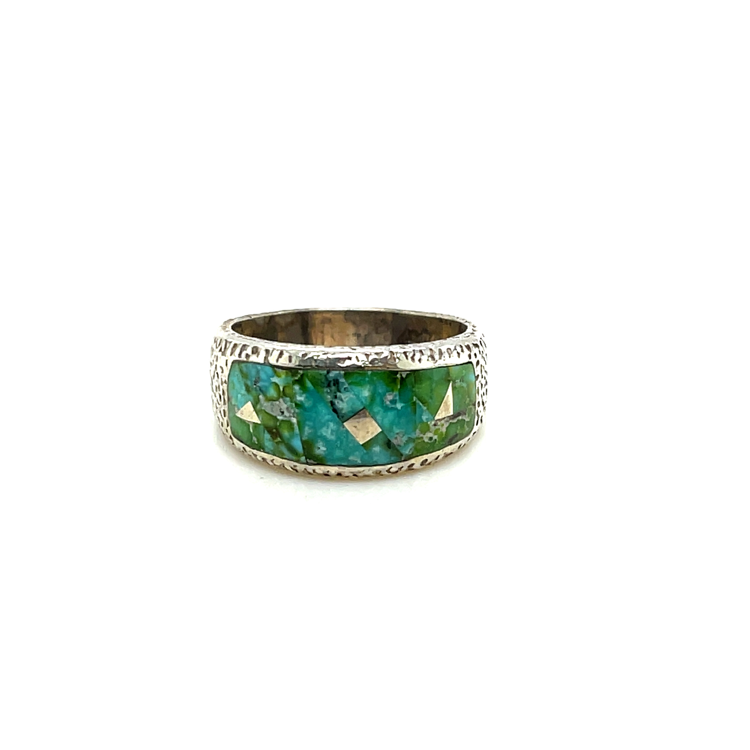 Sterling Silver Turquoise Inlay Mens Ring by GL Miller