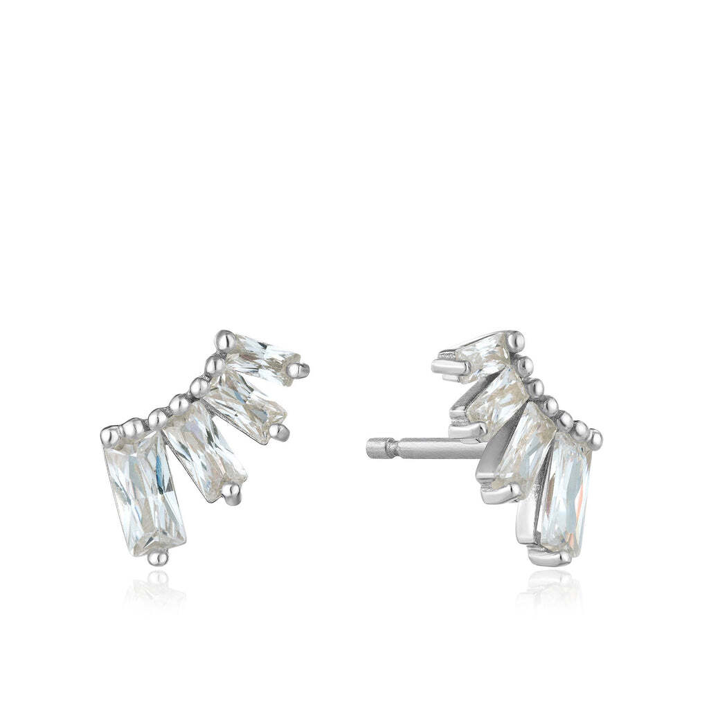 Silver Glow Bar Stud Earrings