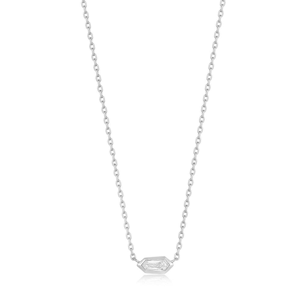 Silver Sparkle Emblem Chain Necklace