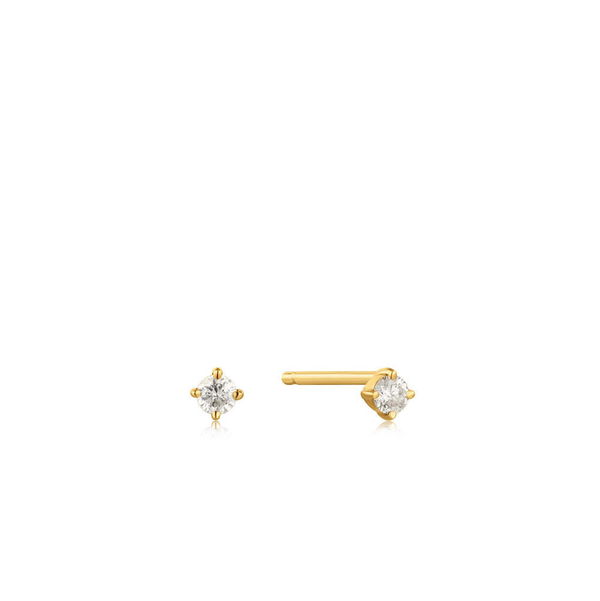 Closeup photo of 14kt Gold Natural Diamond Stud Earrings