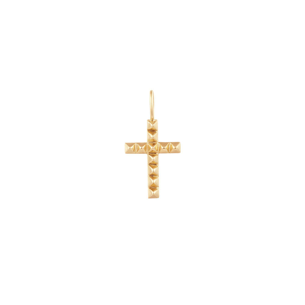 Modern pyramid shapes add dimension this dainty cross charm for a unique look. This pendant can be worn with your chain or necklace of choice for a personalized look. REBECCA | Cross Pendant