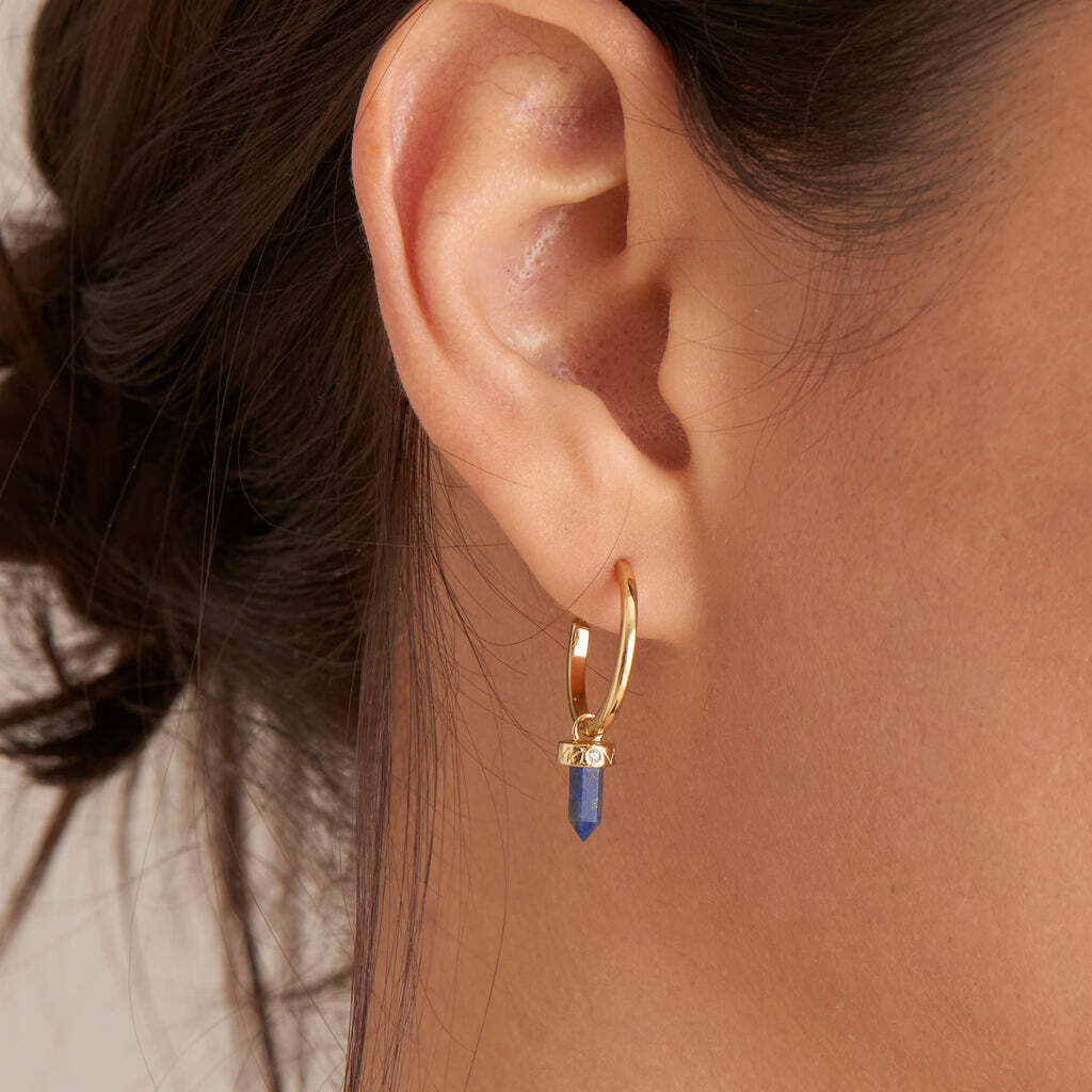 LAPIS POINT PENDANT SMALL HOOP EARRINGS