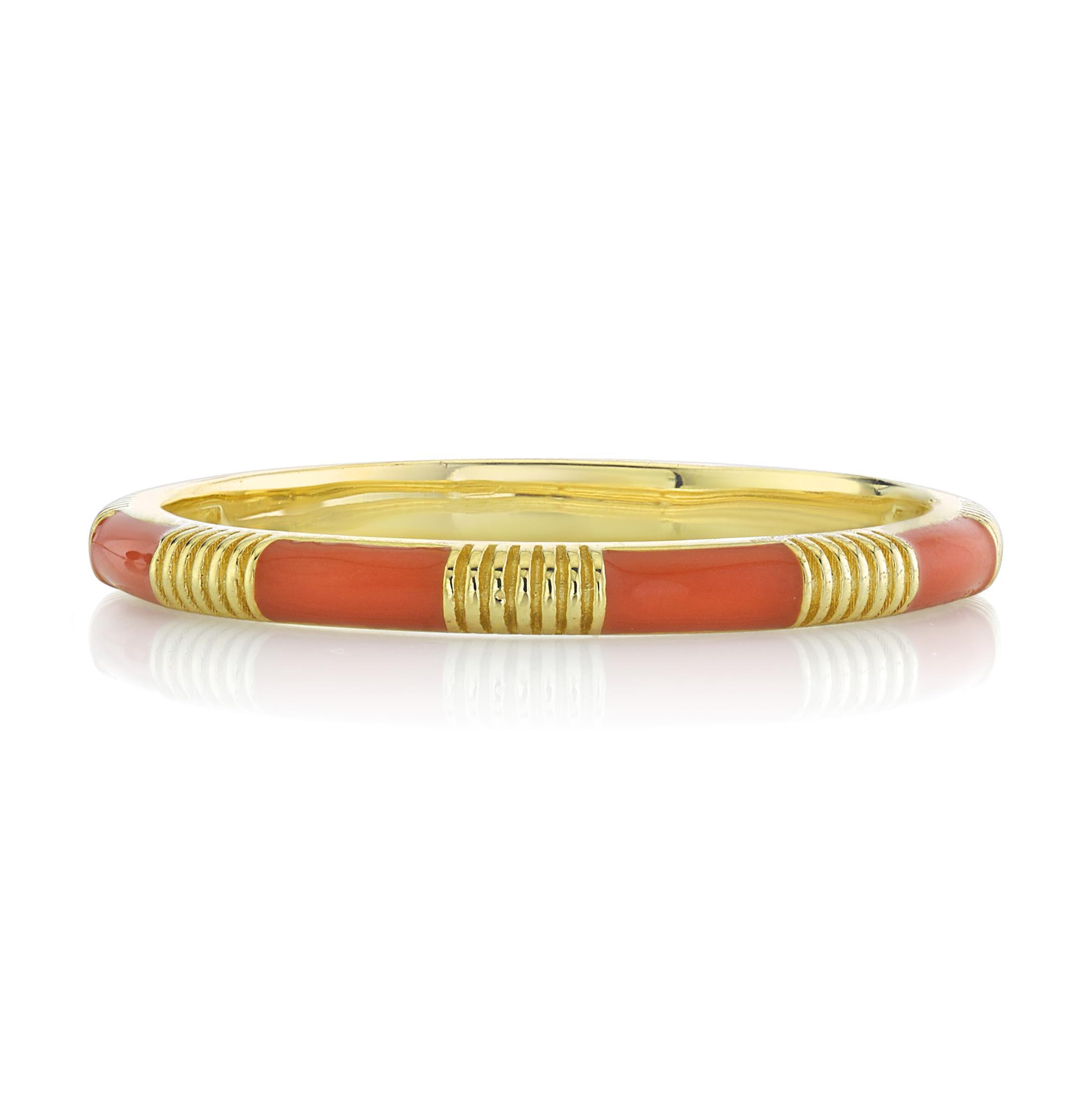 SLOANE STREET ORANGE ENAMEL BAND WITH STRIE DETAIL, 18K-YG SLOANE STREET ORANGE ENAMEL BAND WITH STRIE DETAIL, 18K-YG