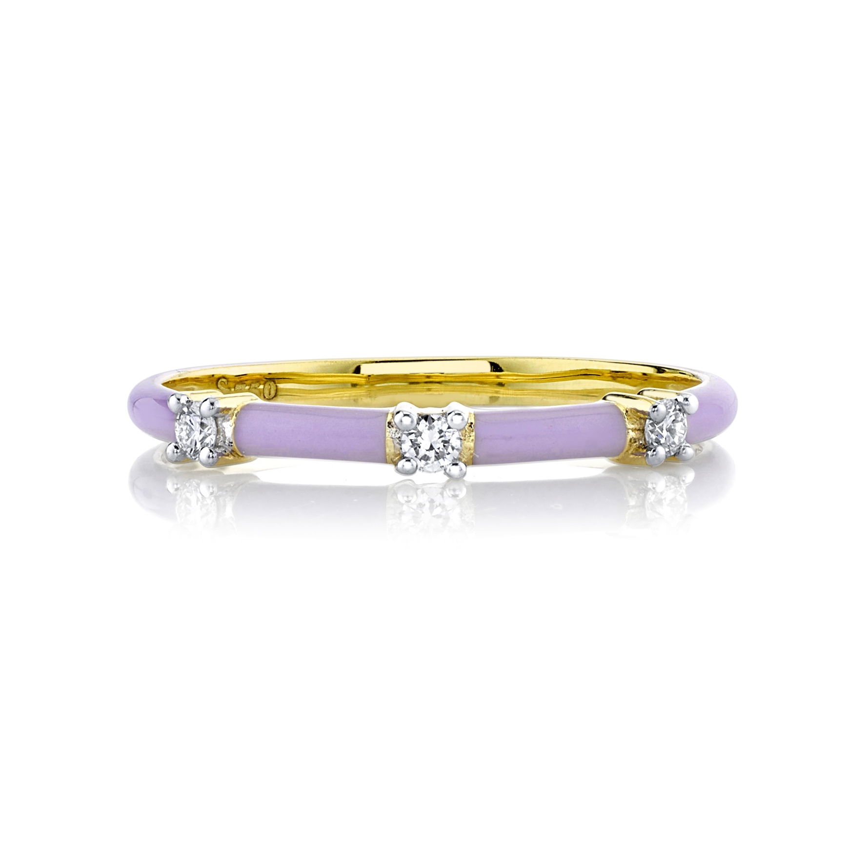 3 RD GSI DIA 0.07TCW SLOANE STREET LAVENDER ENAMEL BAND WITH WHITE DIAMOND DETAIL, 18K-YG