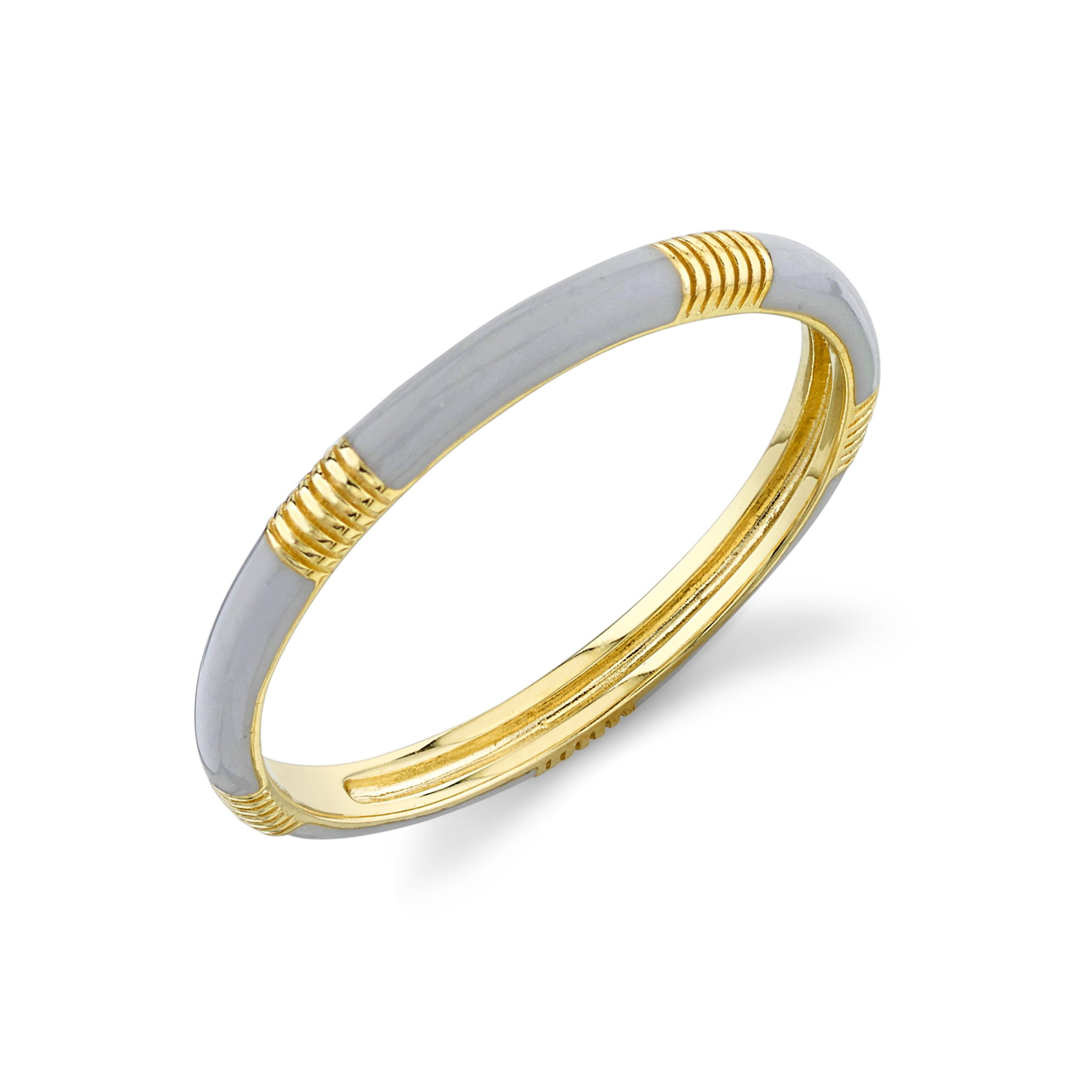 SLOANE STREET GRAY ENAMEL BAND WITH STRIE DETAIL, 18K-YG SLOANE STREET GRAY ENAMEL BAND WITH STRIE DETAIL, 18K-YG