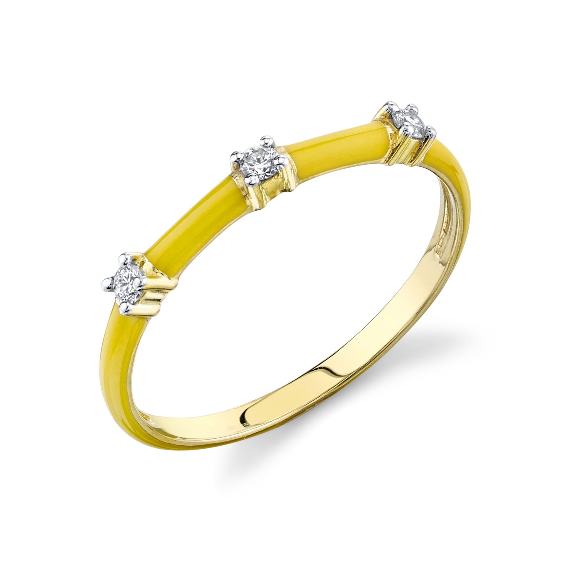 SLOANE STREET YELLOW ENAMEL BAND WITH WHITE DIAMOND DETAIL, 18K-YG