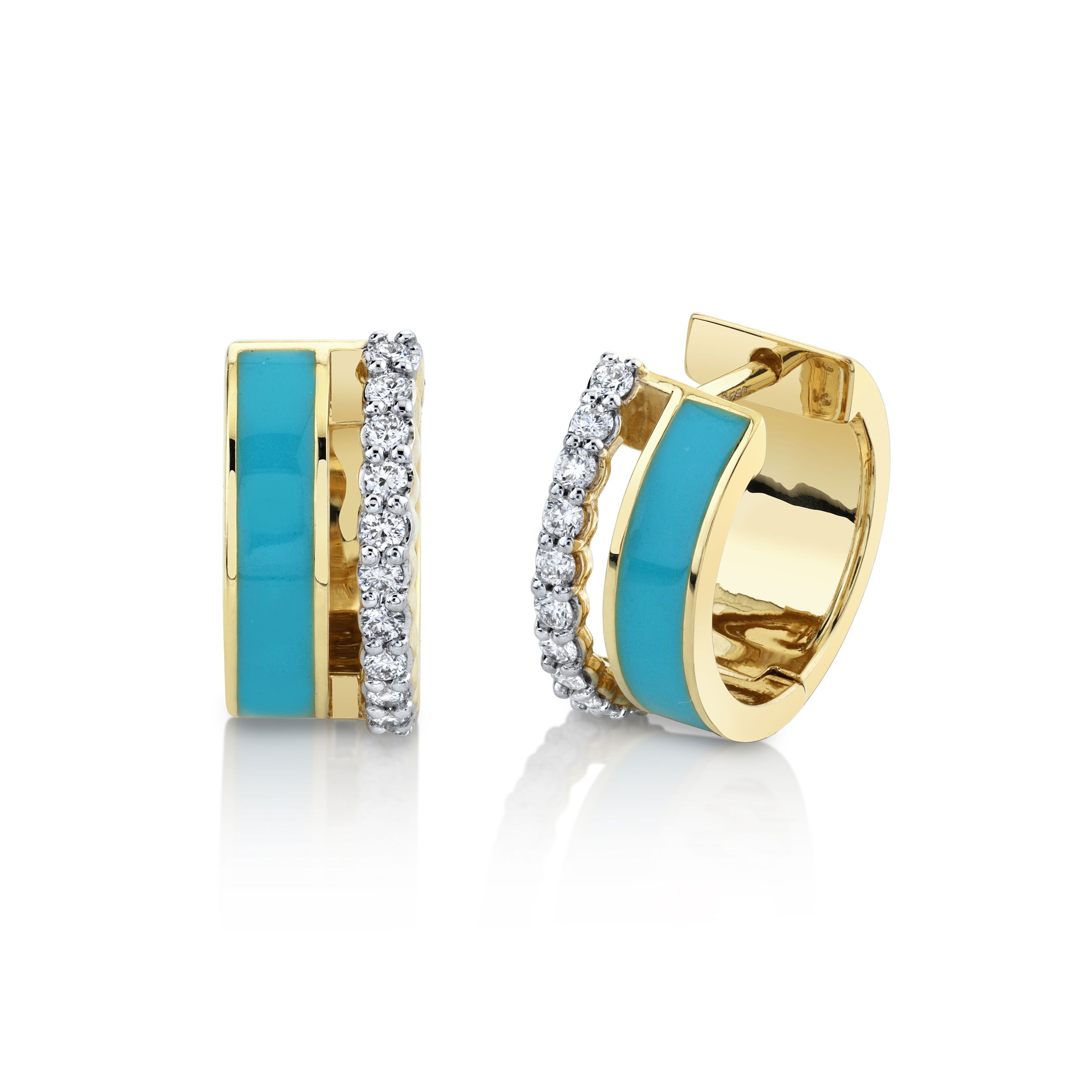 Double Hoop Huggie with Turquoise Double Hoop Huggie with Turquoise