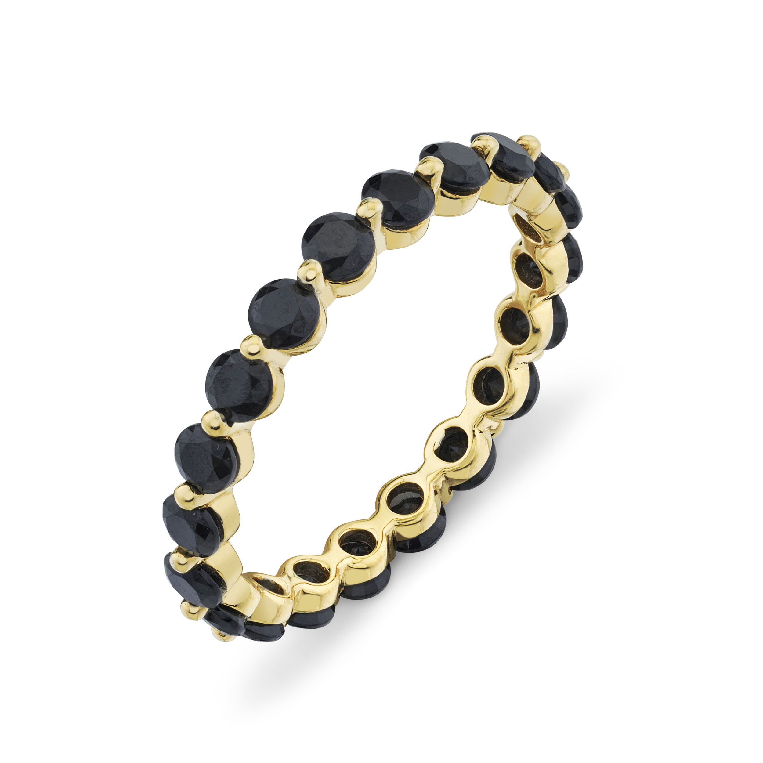 20 RD BSP 2.17TCW SLOANE STREET 2.8MM BLACK SPINEL ETERNITY BAND WITH PRONG SPACERS, 18K-YG