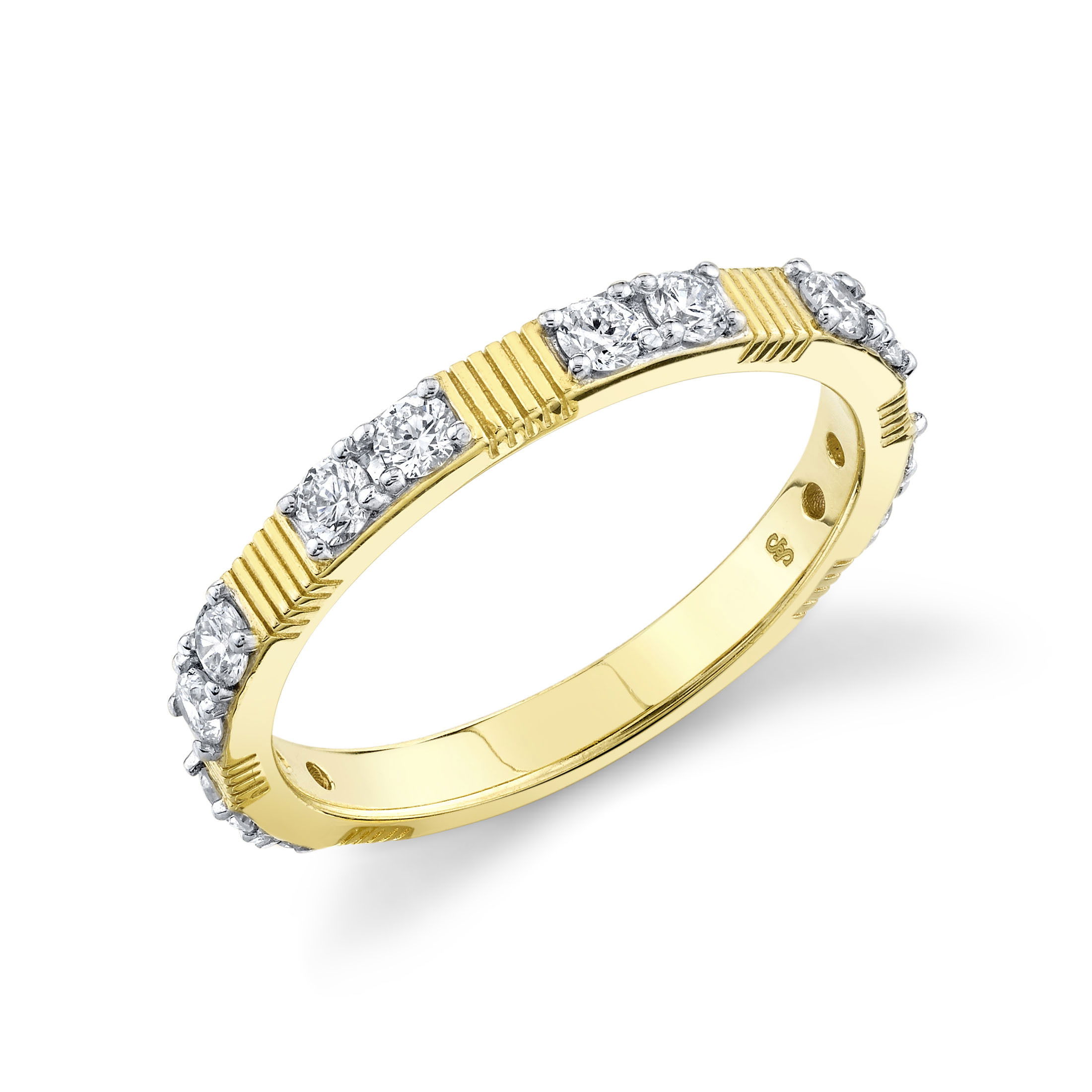 SLOANE STREET WHITE DIAMOND AND STRIE BAND, 18K-YG