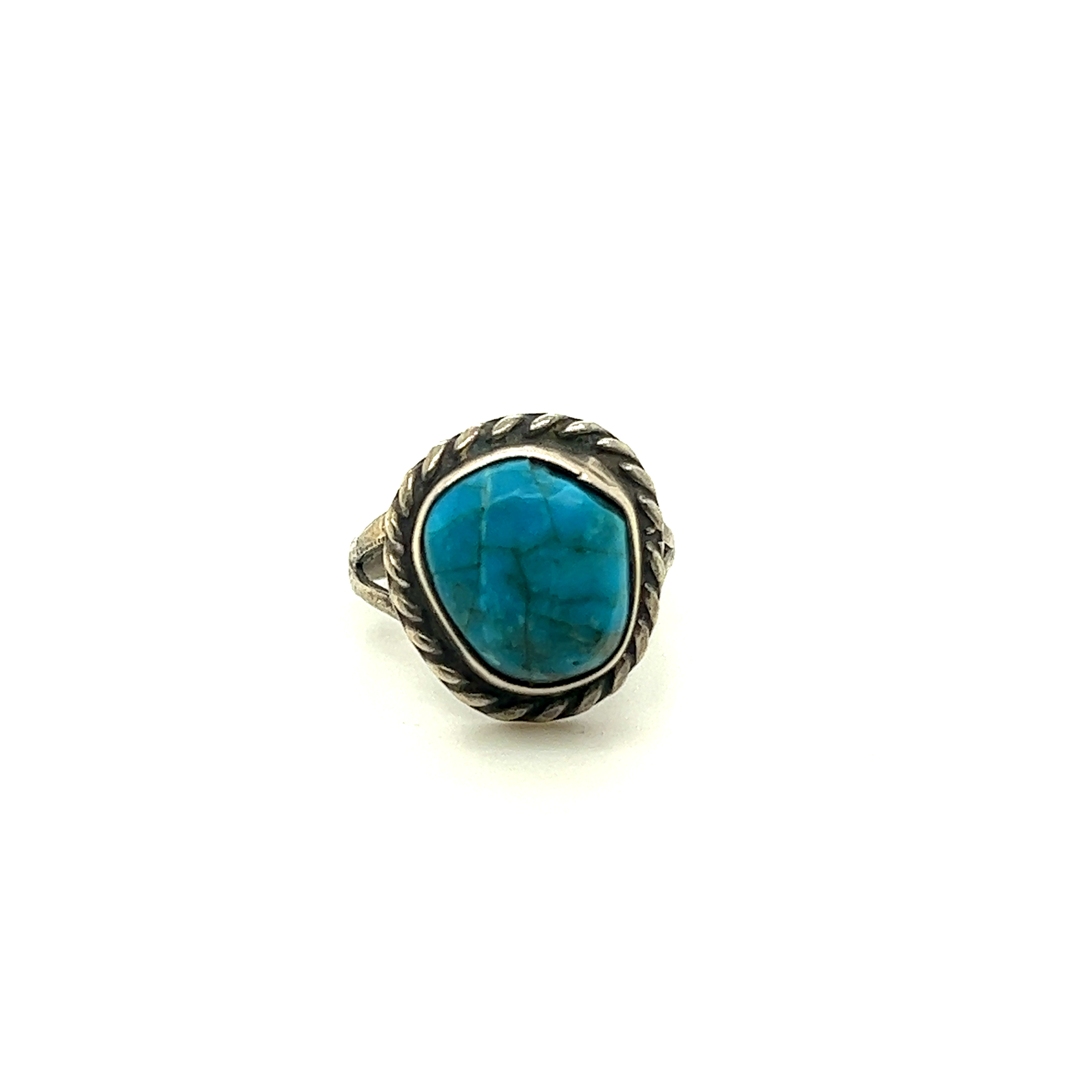 Sterling Silver, Old Pawn Ring with Cripple Creek Turquoise