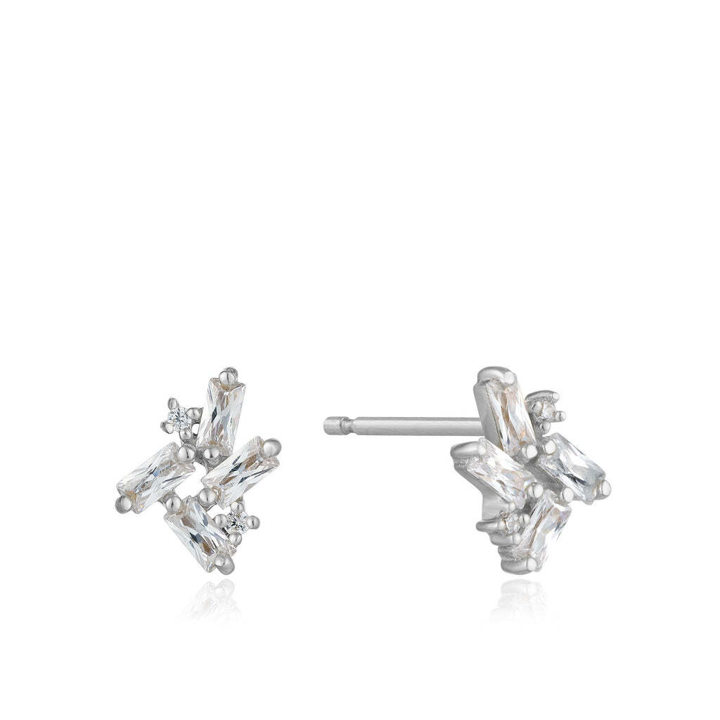 Silver Cluster Stud Earrings