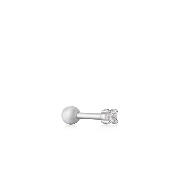 Closeup photo of Silver Sparkle Barbell Single Earring
