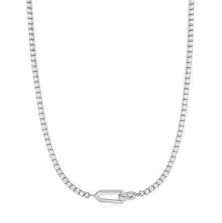 Closeup photo of Silver Sparkle Chain Interlock Necklace
