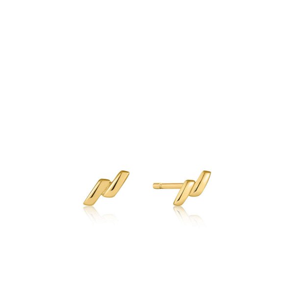 Closeup photo of Gold Smooth Twist Stud Earrings