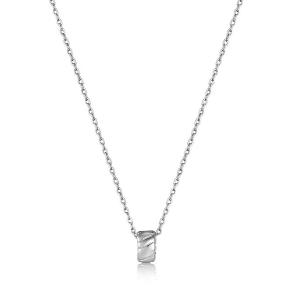 Closeup photo of Silver Smooth Twist Pendant Necklace