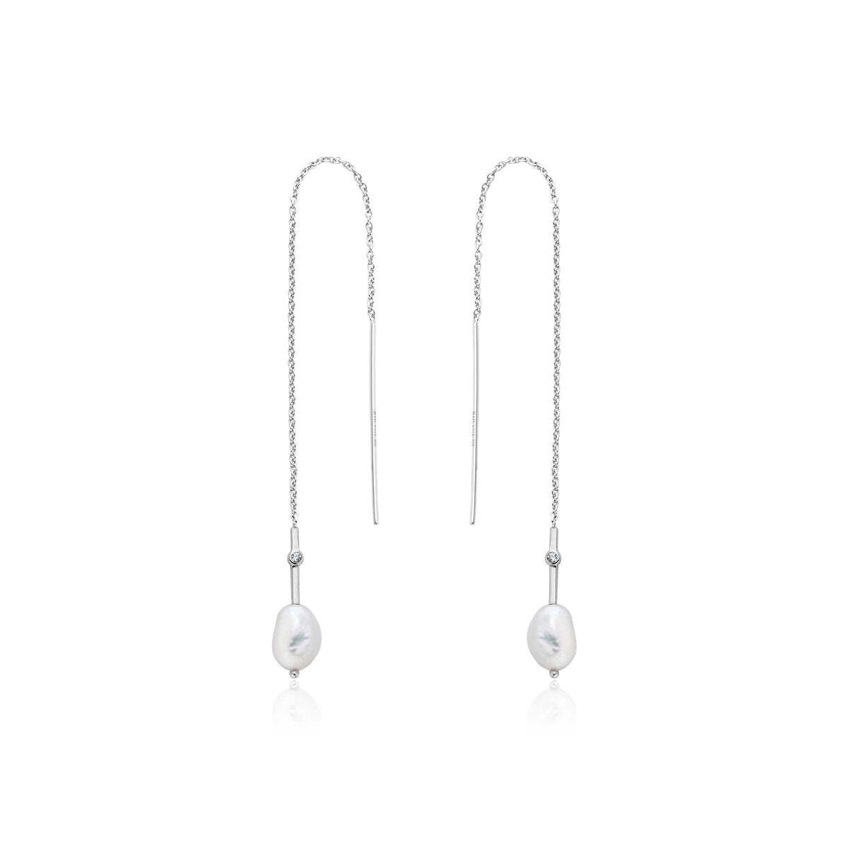 Silver Pearl Threader Earrings