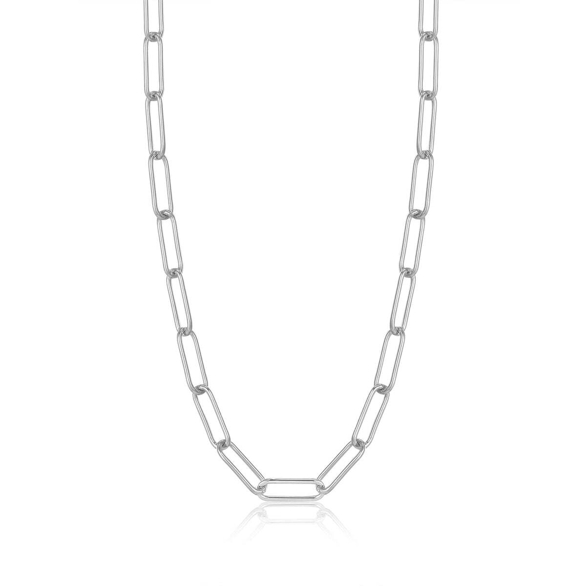 Sleek, simple and effortlessly stylish, choose a paperclip-style chunky chain necklace this season as your perfect foundation piece for a layered look. Linking shiny gold chains together, this necklace is all about keeping things simple. Add anything from delicate necklaces to heavier statement pieces to yours to create a unique layered necklace look. Silver Paperclip Chunky Chain Necklace
