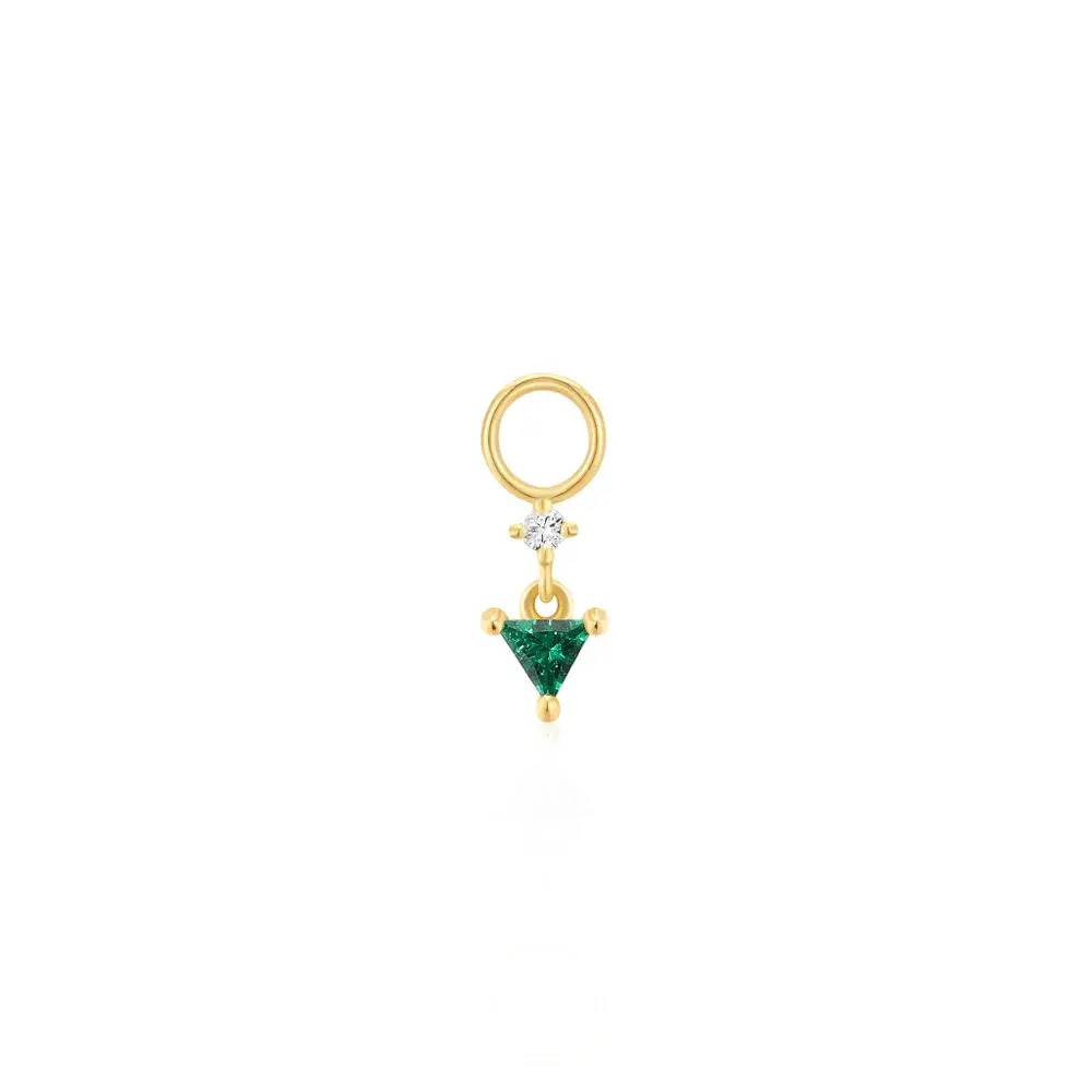 Gold Sparkle Drop Green Earring Charm