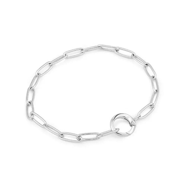 Closeup photo of Silver Link Charm Chain Connector Bracelet