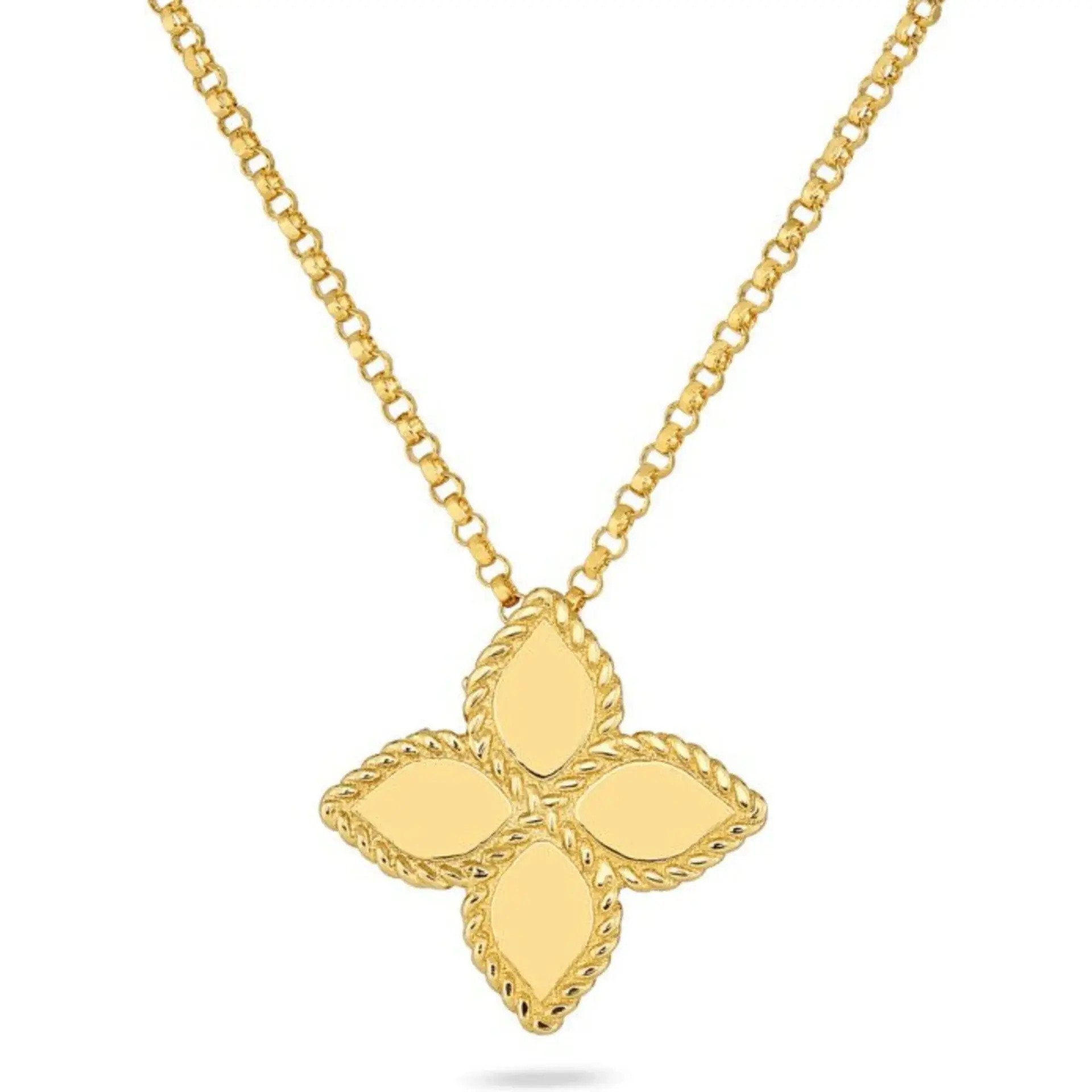 18k Yellow Gold Princess Flower Medium Necklace
