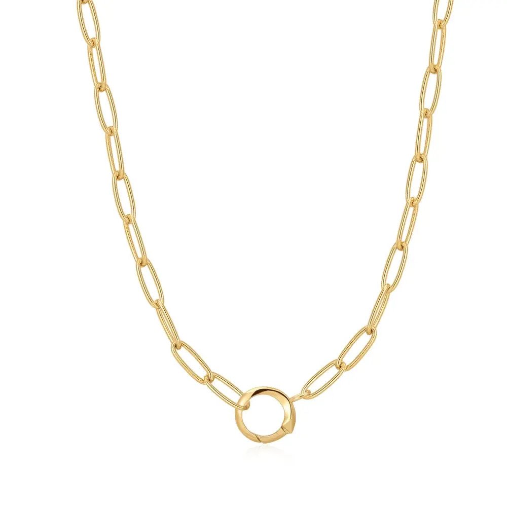 GOLD LINK CHARM CHAIN CONNECTOR NECKLACE GOLD