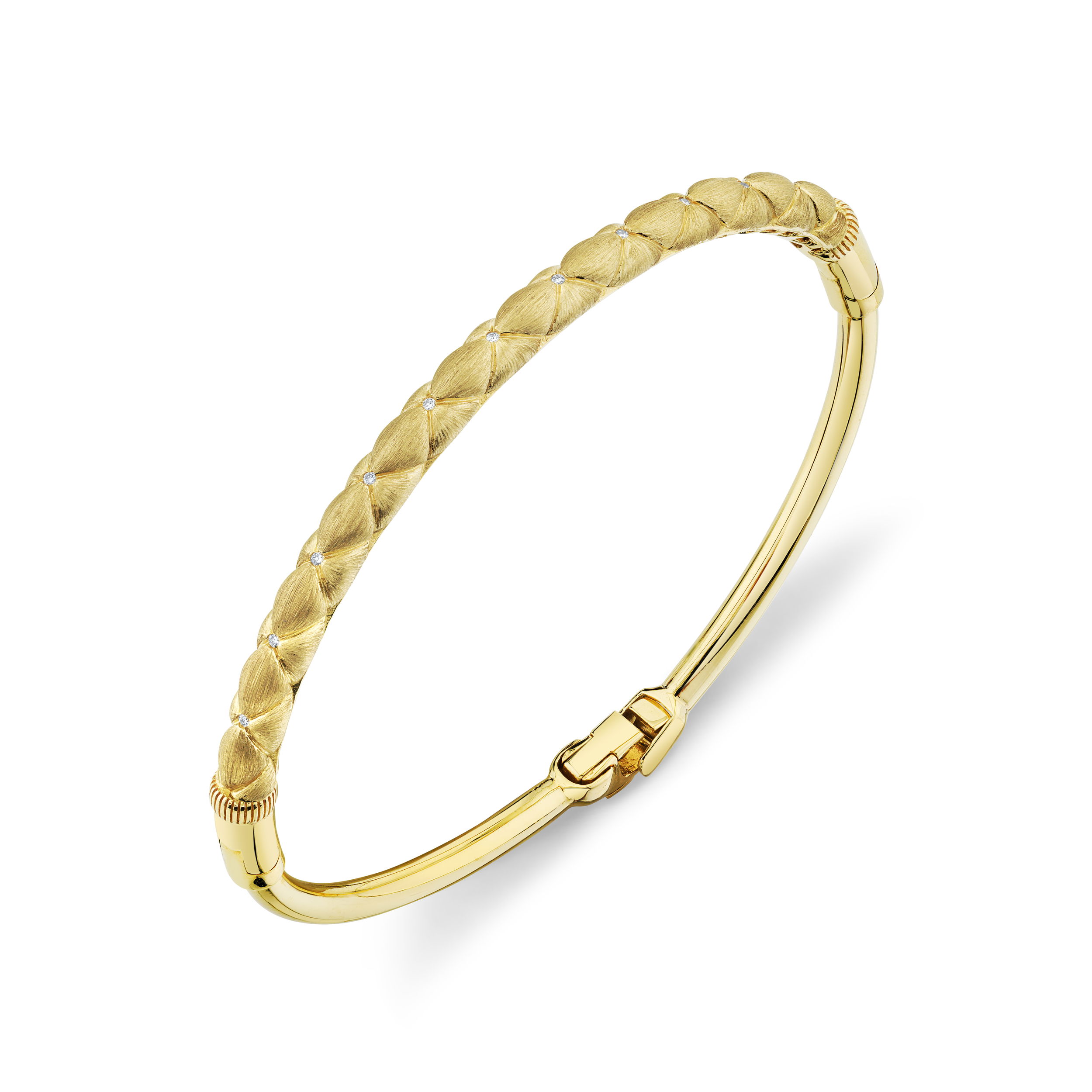 SLOANE STREET QUILTED BRACELET WITH DIAMOND AND STRIE DETAIL, 18K-YG SLOANE STREET QUILTED BRACELET WITH DIAMOND AND STRIE DETAIL, 18K-YG