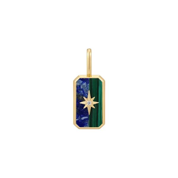 Closeup photo of Gold Star Tag Necklace Charm