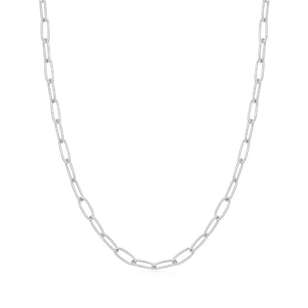 Closeup photo of Silver Link Charm Chain Necklace