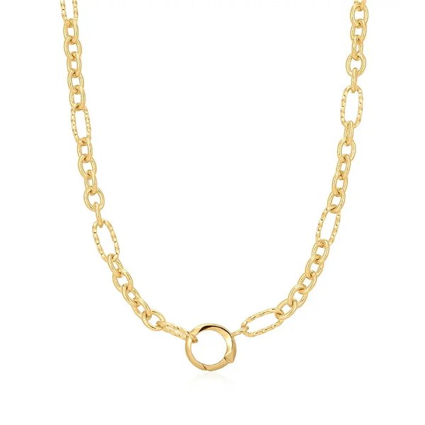 Closeup photo of Gold Mixed Link Charm Chain Connector Necklace