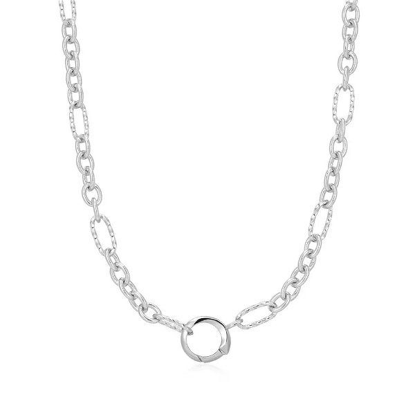 Closeup photo of Silver Mixed Link Charm Chain Connector Necklace
