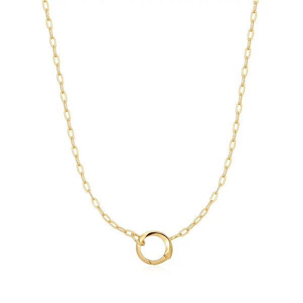 Closeup photo of Gold Mini Link Charm Chain Connector Necklace