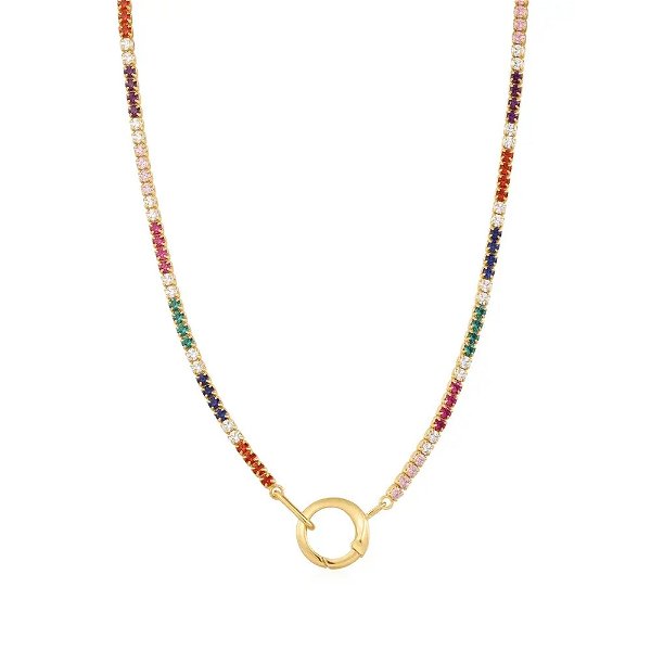 Closeup photo of Gold Rainbow Chain Connector Necklace