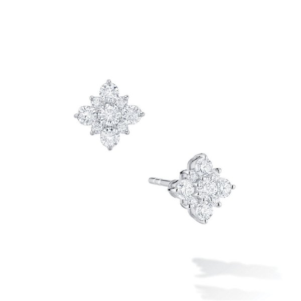 Closeup photo of 18kw .38ct Diamond Snowflake Earrings