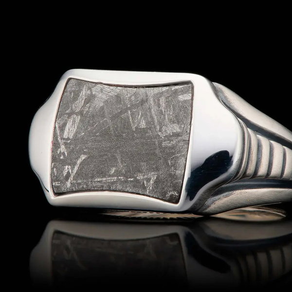 Closeup photo of SLEEK - Meteorite Inlay Ring