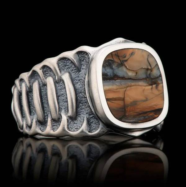 Closeup photo of ECHELON - Mammoth Tooth Inlay Ring