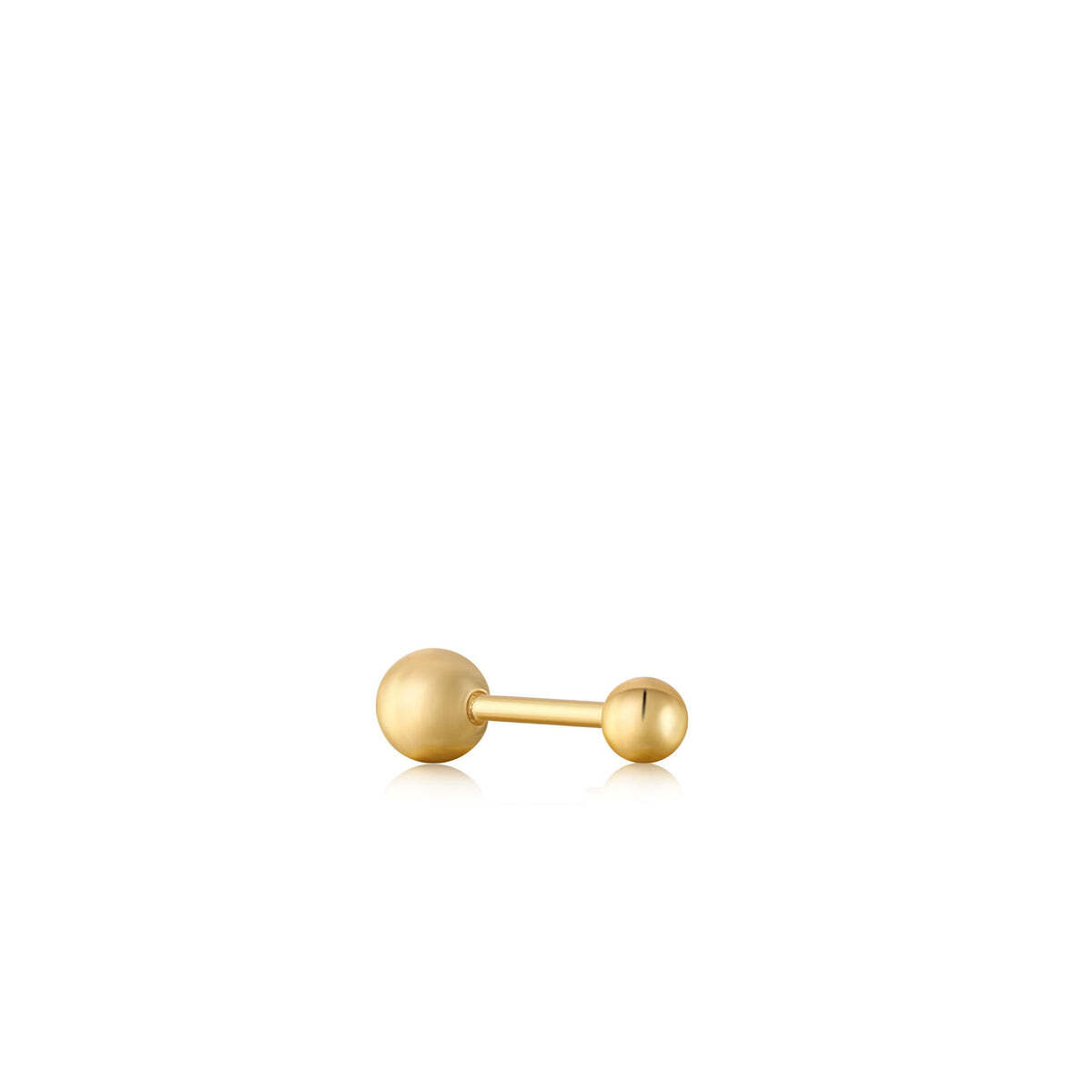 Product Description:Choose modern minimalism this season with this super chic sphere silver ear stud, mini-size. The perfect start to a contemporary ear stack, this stud comes as a single. Build up an asymmetrical look, perfect for mixing and matching for any event or outfit. Product Details:• Material: rhodium plated on sterling silver• Earring size: 2.5mm• Post length: 7.5mm• Weight: 0.3g Mini Sphere Barbell Gold Single Earring