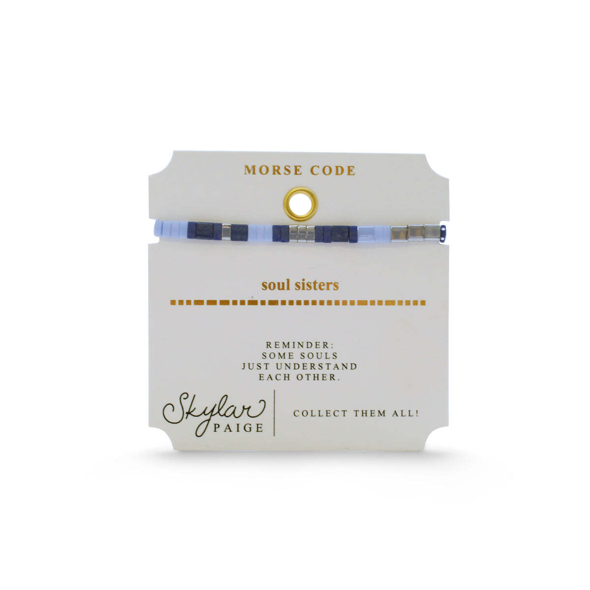 SOUL SISTERS - Morse Code Tila Beaded Bracelet - Blue M – Stia Jewelry